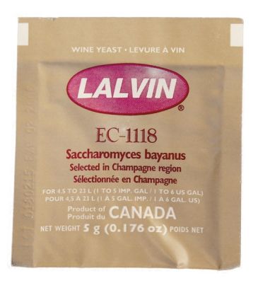 Vinjäst Lalvin EC-1118 – torr champagnejäst för vin och cider, hög alkoholtolerans upp till 18 %, jästemperatur 10–30°C