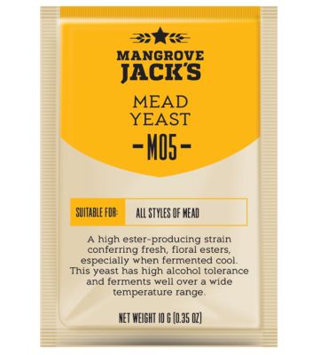Öljäst Mangrove Jack's M05 Mead för fruktig hemmabryggning.
