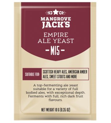 Öljäst Mangrove Jack's M15 Empire Ale för fylliga ales med mörk fruktkaraktär.