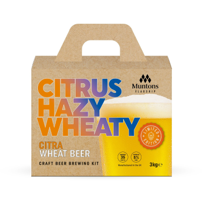 Muntons Flagship Range Citrus Hazy Wheaty ölsats – premium hembryggning av disigt veteöl med Citra-citrustoner.