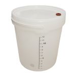 Jäshink 15 l med borrat hål för tappkran – vit livsmedelsgodkänd plast, volymskala, tätt lock med jäsrörsbussning.