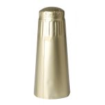 guldfärgade aluminiumhättor, 100 st – för geuze- och champagneflaskor, Ø35 mm topp, höjd 125 mm